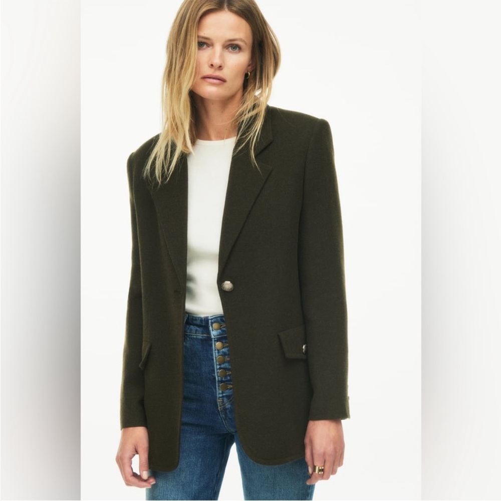 Zara, khaki, Limited edition wool blend blazer, coat, jacket, size Medium